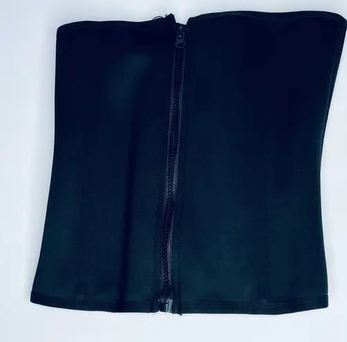 Black Waist Cincher Trainer Corset Zip Hook New