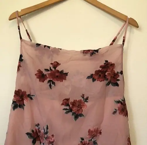 American Eagle NEW NWT  AEO Pink Floral Velvet Cowl Neck Sleeveless Slip Dress XS