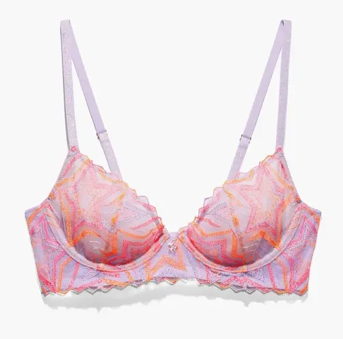 Savage X Fenty Shining Star Embroidered Lace Unlined Demi Bra