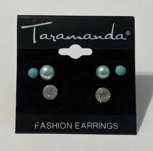 Taramanda‎ Trio Earring Set CZ Studs Tiny Stud Blue Blue - Image 1