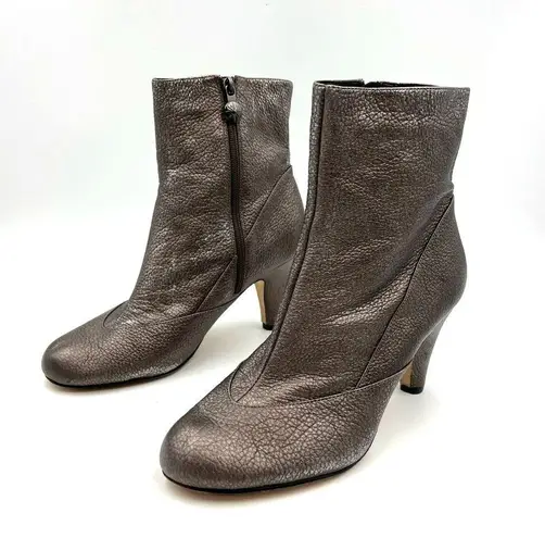 Taryn Rose Taryn by Metallic Leather Booties Heel Ankle Boots