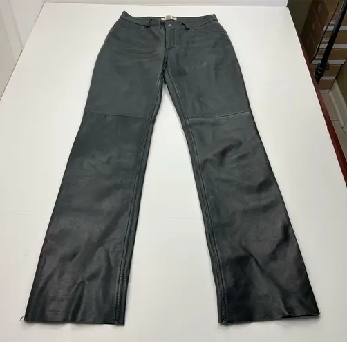 Hugo Buscati Faded Black Leather Pant Womens Size 4 Lined Pockets Zipper *FLAWS - Image 1