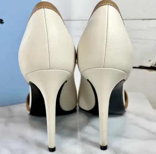 Ecru Lanvin Paris Leather D’Orsay Open Toe Stilettos