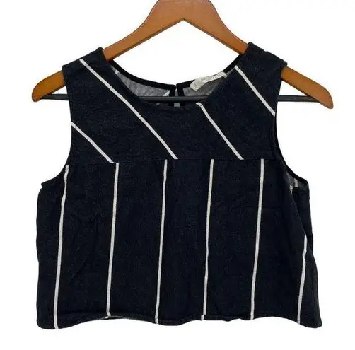 Mango  Womens Black Striped Cropped Top