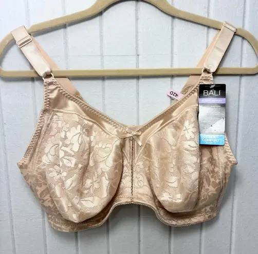 Bali Classic Support Cool Comfort Women's Lace soft taupe Bra Size 42D Tan
