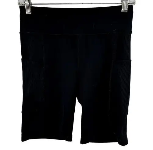 Aeropostale  Bike Shorts Cycling Pull On Stretch Ribbed Pockets Running Black M