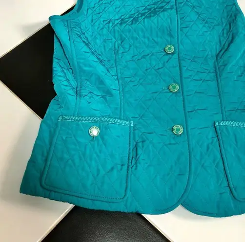 Talbots  Teal Turquoise Blue-Green Quilted Fleece Lined Vest sz Small Mom Preppy