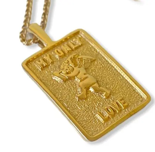 Only MY  LOVE Cupid Gold Plated w Chain