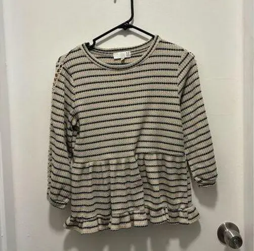 Ro & De  Anthropologie Marcia Babydoll Striped Peplum Blouse XS Multicolor