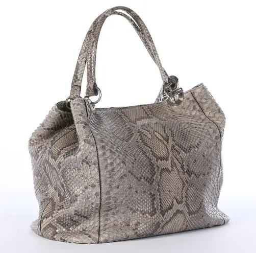 Cape Cobra Grey Snakeskin Large Shoulder Bag Gray