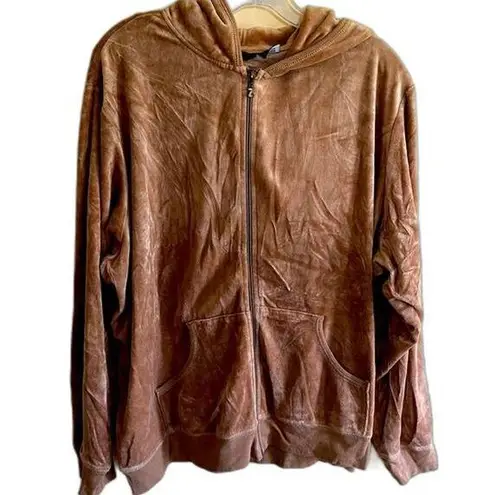 Vintage Y2K Velour Track Jacket Hoodie Tan Beige Neutral 3X