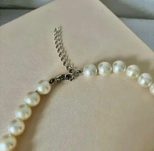 Pearl & Rhinestone Necklace Vintage “Eudora” Elegant Classic Minimal Pearlcore White