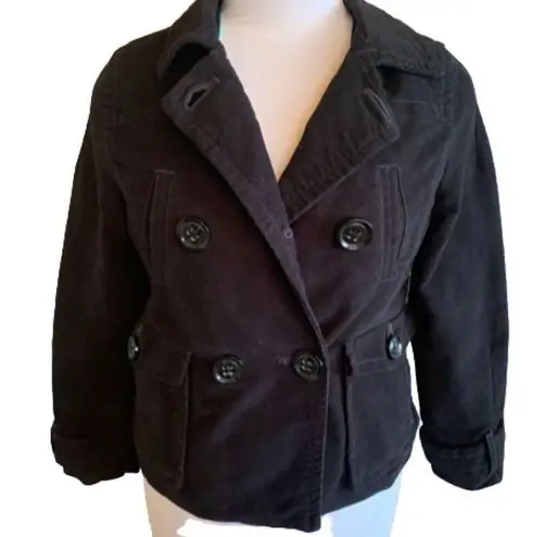 American Eagle  Peacoat Black Double Breasted Brushed Cotton Size Medium