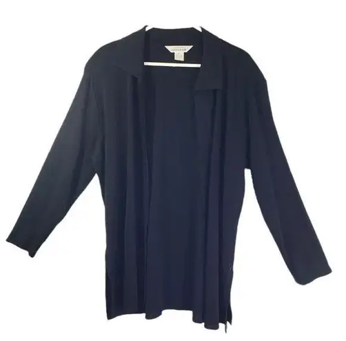 EXCLUSIVELY MISOOK Women's XL Black Solid Cardigan, Open, Shoulder Pads Sweater