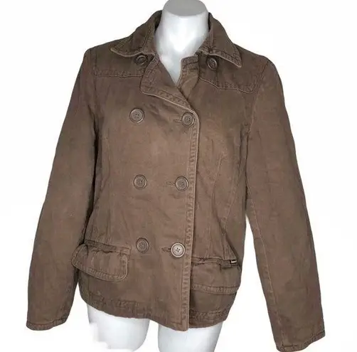 American Eagle  Quilted Lining Pea Coat Jacket Tan Womens Size Large