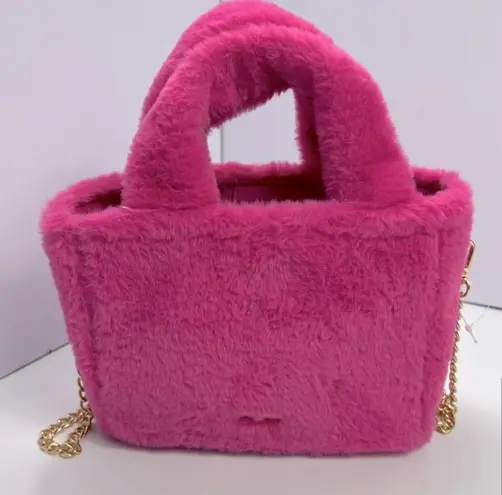 Barbie x Skinnydip Pink Faux Fur Tote, with Removable Chain, NWT