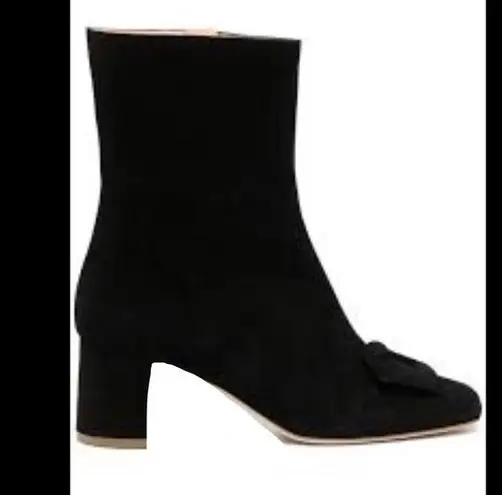 Black Suede Bowtie Toe Booties Size 8.5