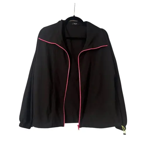 Terez Black Neon Accents Stop Windbreaker Zip Up Jacket
