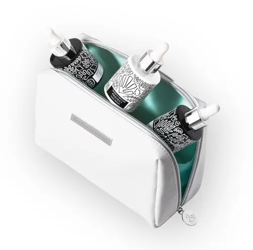 new Naked & Thriving 𒀭 Ltd Ed Zip Vegan Leather Travel Case Bag 𒀭White 𒀭 White