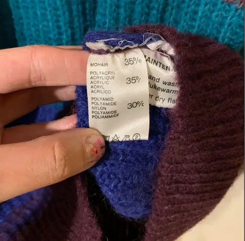 Norma Della Vintage 70’s Legge Italian color block mohair sweater, size medium