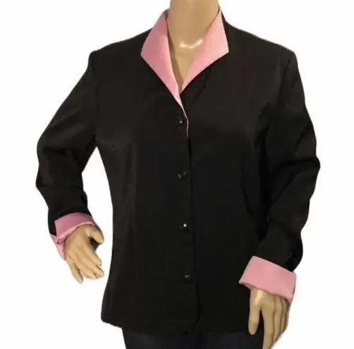 Vintage 1980s or 1990s Miss Dorby Black Blazer with Pink Trim 10