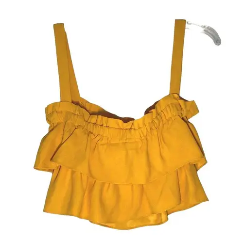 Mango IORANE  ruffle Crop Top women sz M