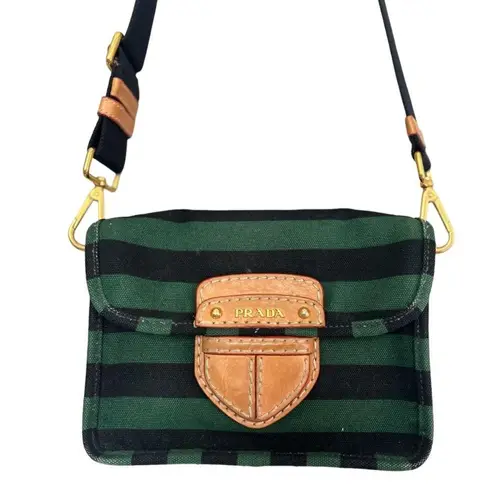 Prada  stripe canvas crossbody bag