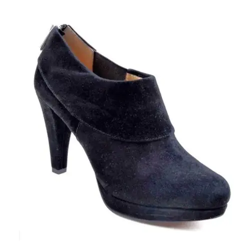 Adrienne Vittadini Ankle Boots Suede Leather Black Booties Size 9.5M New in Box