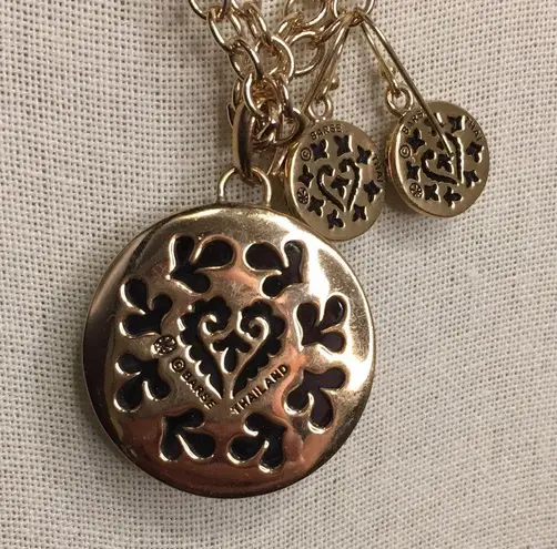 Onyx BARSE Bronze & Black Double Necklace Scroll Cage Pendant Earrings & Ring