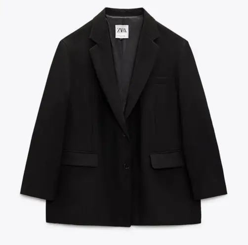 ZARA blazer suit jacket oversize straight cut man’s style black coat