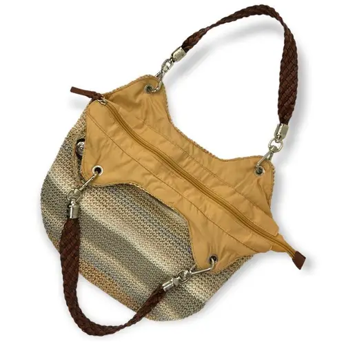 The Sak | Indio Crochet Neutral Sand Stripe Tightweave Medium Shoulder Bag Purse