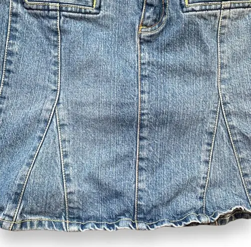 Old Navy Y2K  Jean Skirt Low Rise Ultra Mini Medium Wash Denim Flared Hem Grunge