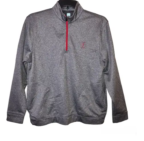 PGA Tour Golf Quarter Zip Pullover Thermalflux grey Red Medium