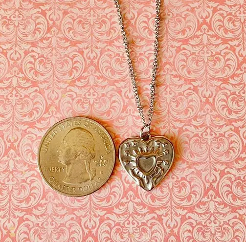 Handmade stainless steel celestial whimsical boho heart necklace🌟