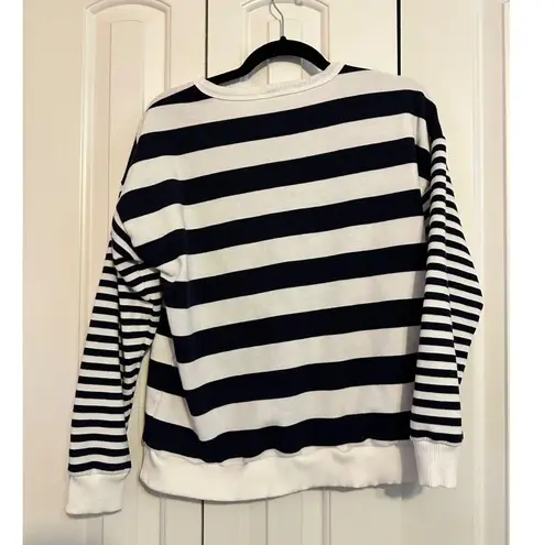 Workshop Republic Clothing Navy & White Striped Crewneck Sweater By Womens L/G C