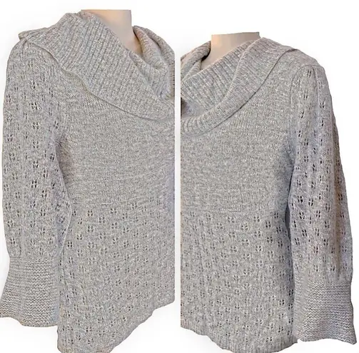 Arden B Gray 1/2 Sleeve Cowl Neck Sweater Size M