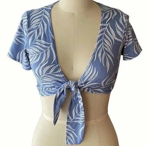 Windsor  Halter Top Blue & White Waist Tie Sexy Shirt ~ Women's Size SMALL