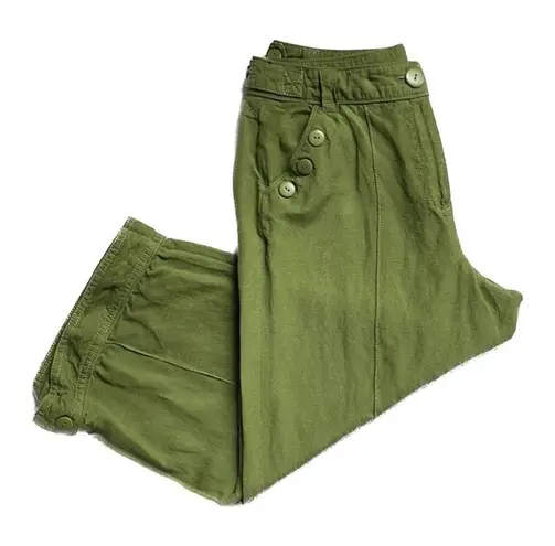 Larry Levine Crop Capri Linen Blend Pants Olive Green Wide Leg Women’s size 6