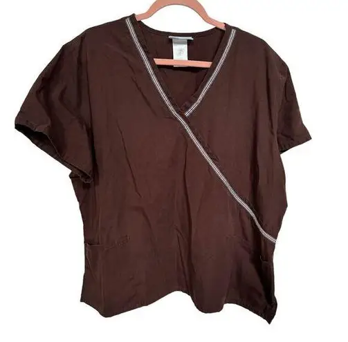 Sb Scrubs 2XG XXL Dark Espresso Top Veterinary Medical Dental Polyester Cotton