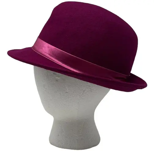 New York And Company Wool Felt Hat Purple Magenta Ribbon
