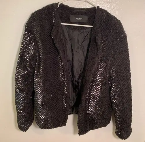VERO MODA Starlight Jacket Black Sequin Teddy Bomber