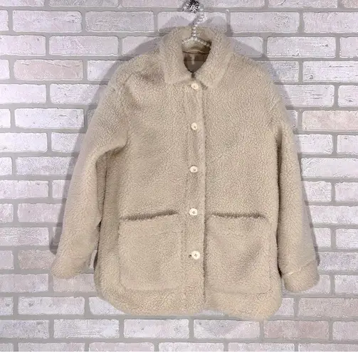 Madewell  Sherpa Walton Shirt Jacket in Cream Size XS
