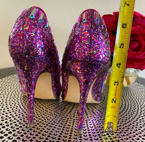 Steve Madden Galaxxie Glitzy Glam Fuchsia Pink Stiletto High Heel Heels size 5.5