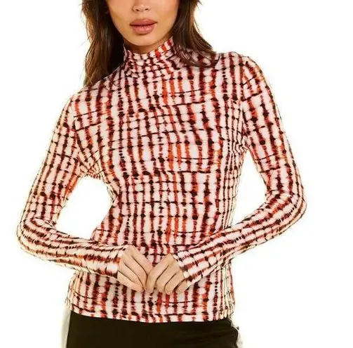 St. John Red Tie Dye Nuda Long Sleeve Mock Neck Top Women’s XS