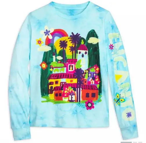 Disney Top Encanto Tie-Dye Long Sleeve T-Shirt Crewneck Casa Madrigal Blue 2X