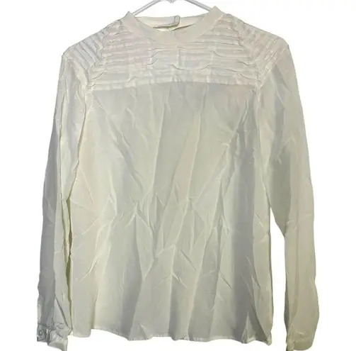 J Brand  Chrystal Pleated Silk Cream Off White Blouse Size Small