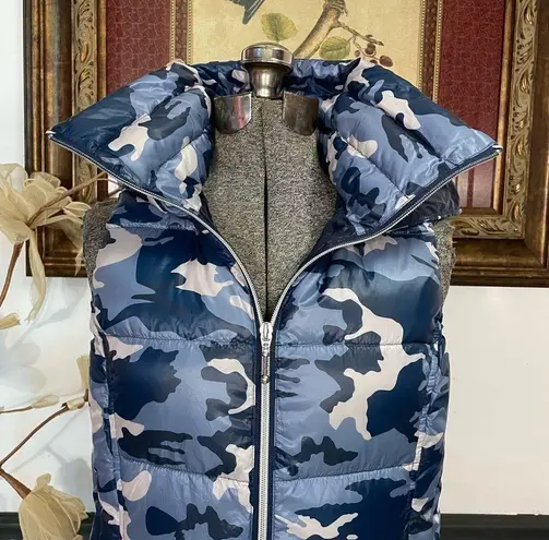 My Anorak Blue Camo Removable Hooded Duck Down Puffer Vest Outerwear Sz S 🧡 White