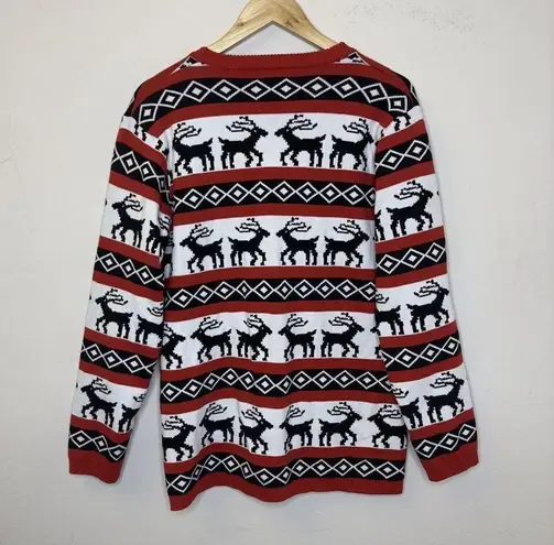 Merry Christmas Womens Cardigan Knit Sweater Holiday Long Sleeve Red Size Large