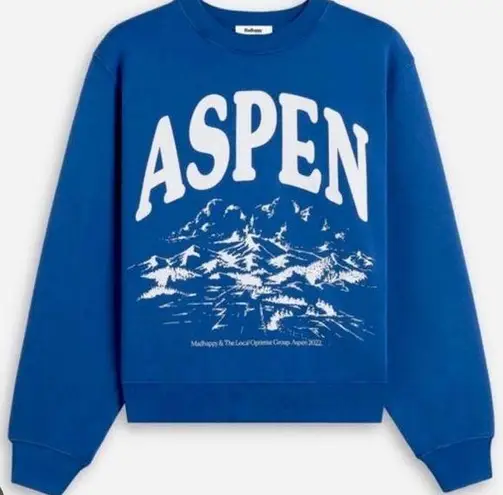 Madhappy RARE  Aspen Exclusive Drop FleecE Blue Crewneck Sweatshirt Size M Preppy