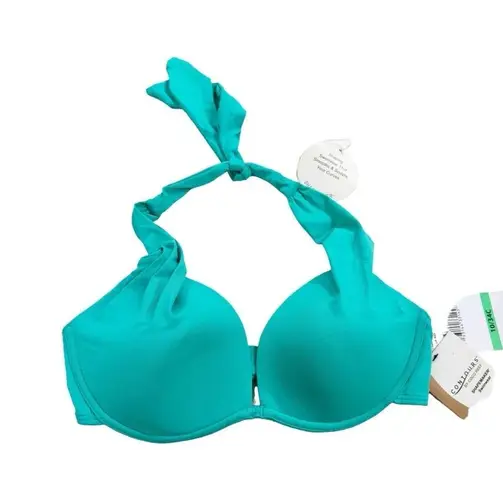 Coco reef Contours Push Up Cameo Underwire Halter Bikini Top Turquoise Size 10